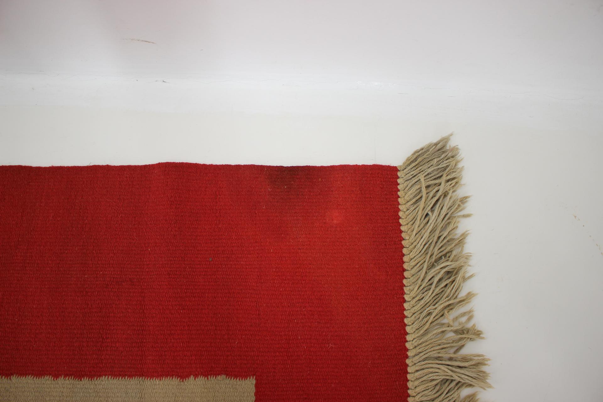 1940s Geometric Wool Rug/Carpet in the Style of Antonin Kybal, Czechosloakia  For Sale 3