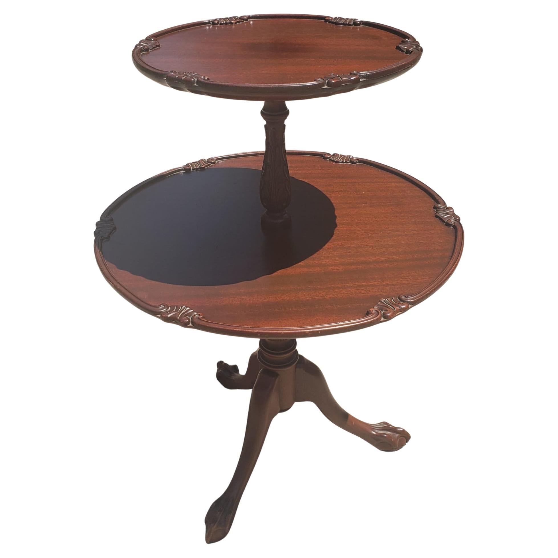 American 1940s, George III Style Mahogany Two Tier Pie Dumbwaiter For Sale