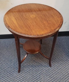 1940s George III Style Patinated Satinwood Inlaid Mahogany Side Table