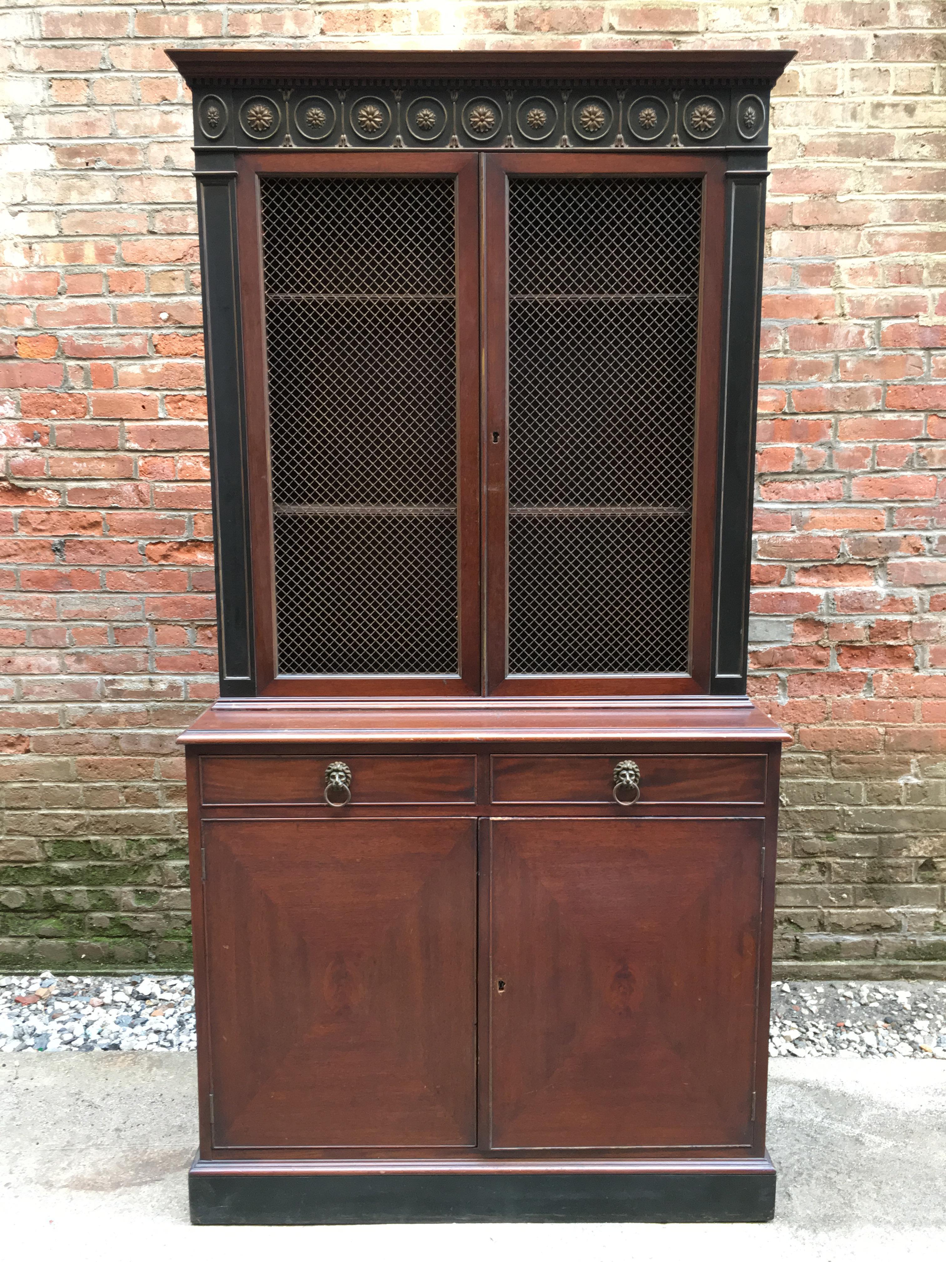 Veneer 1940s Georgian Style Mahogany Bookcase