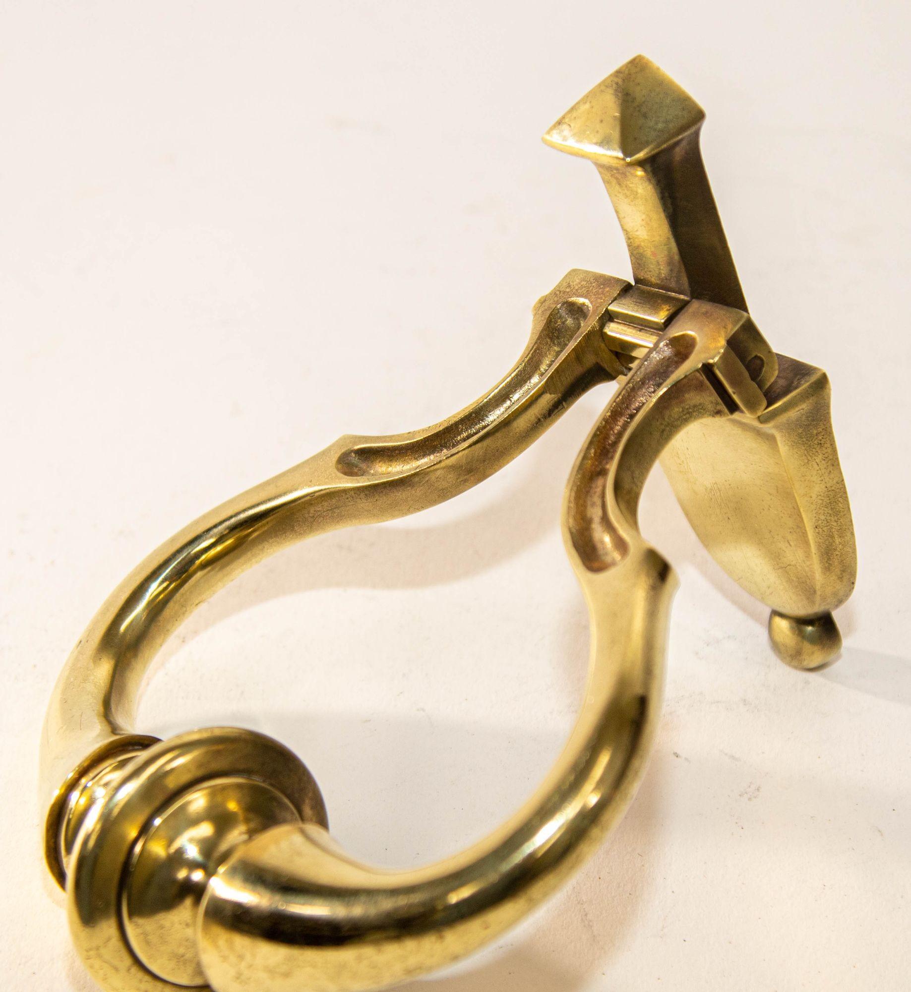 1940s Georgian Style Solid Polished Brass Door Knocker For Sale 2