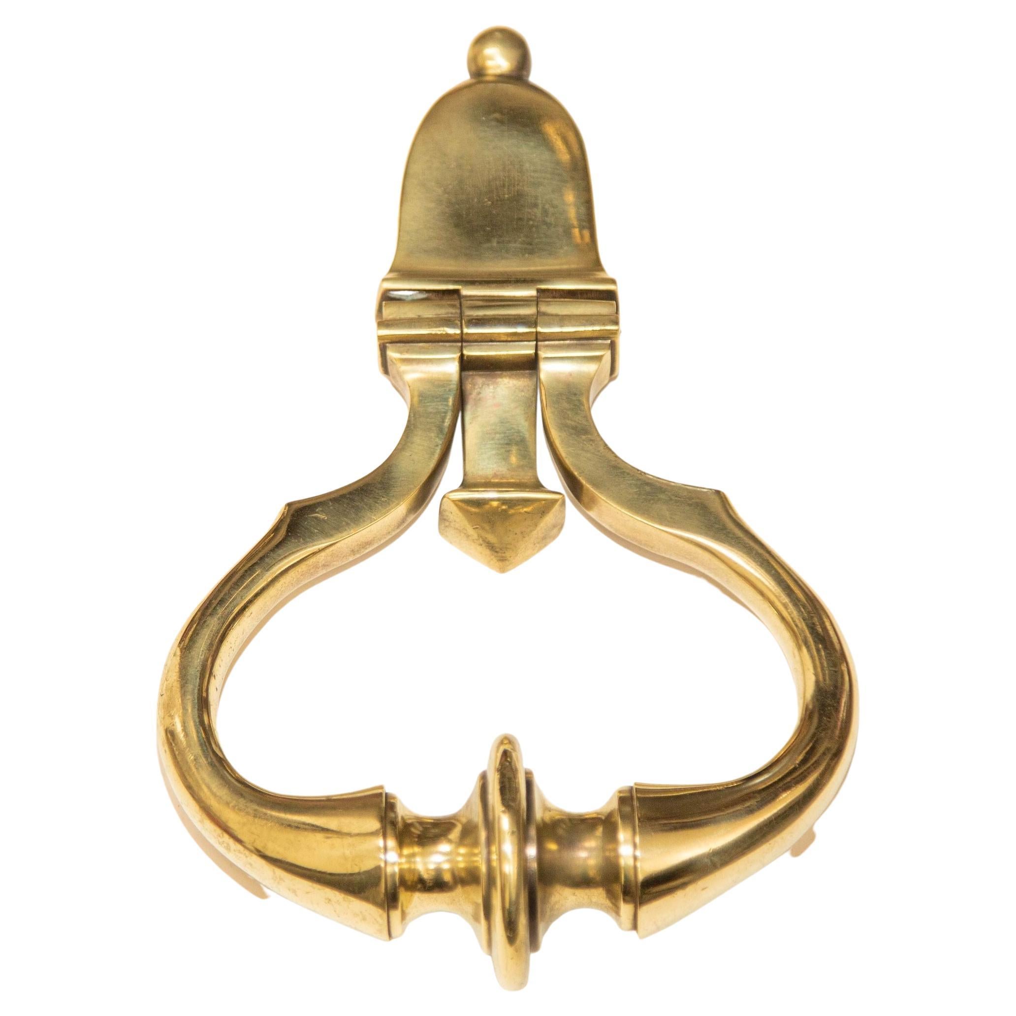 1940s Georgian Style Solid Polished Brass Door Knocker For Sale