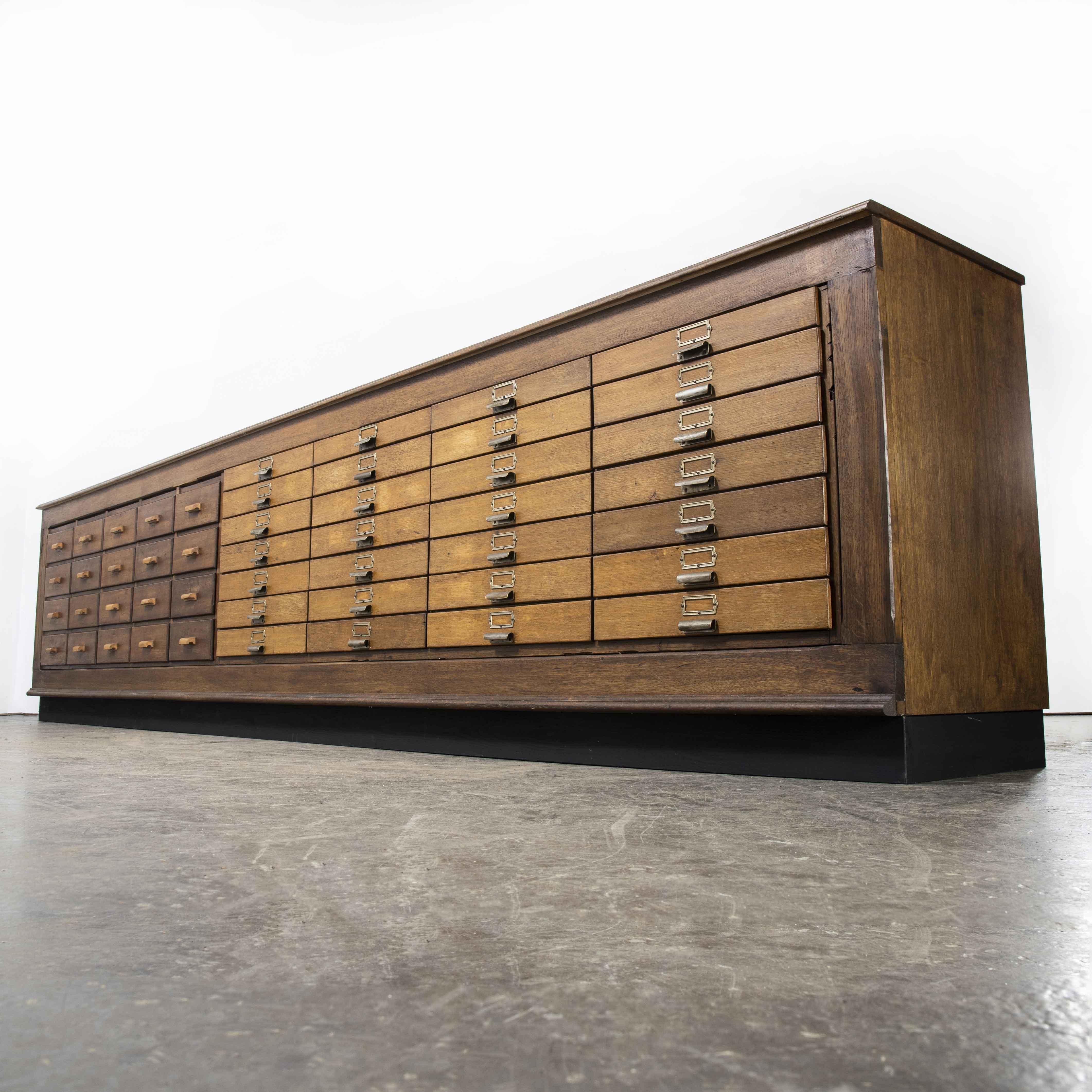 1940’s German Apothecary Long Bank of Drawers, Forty Eight Drawers 4
