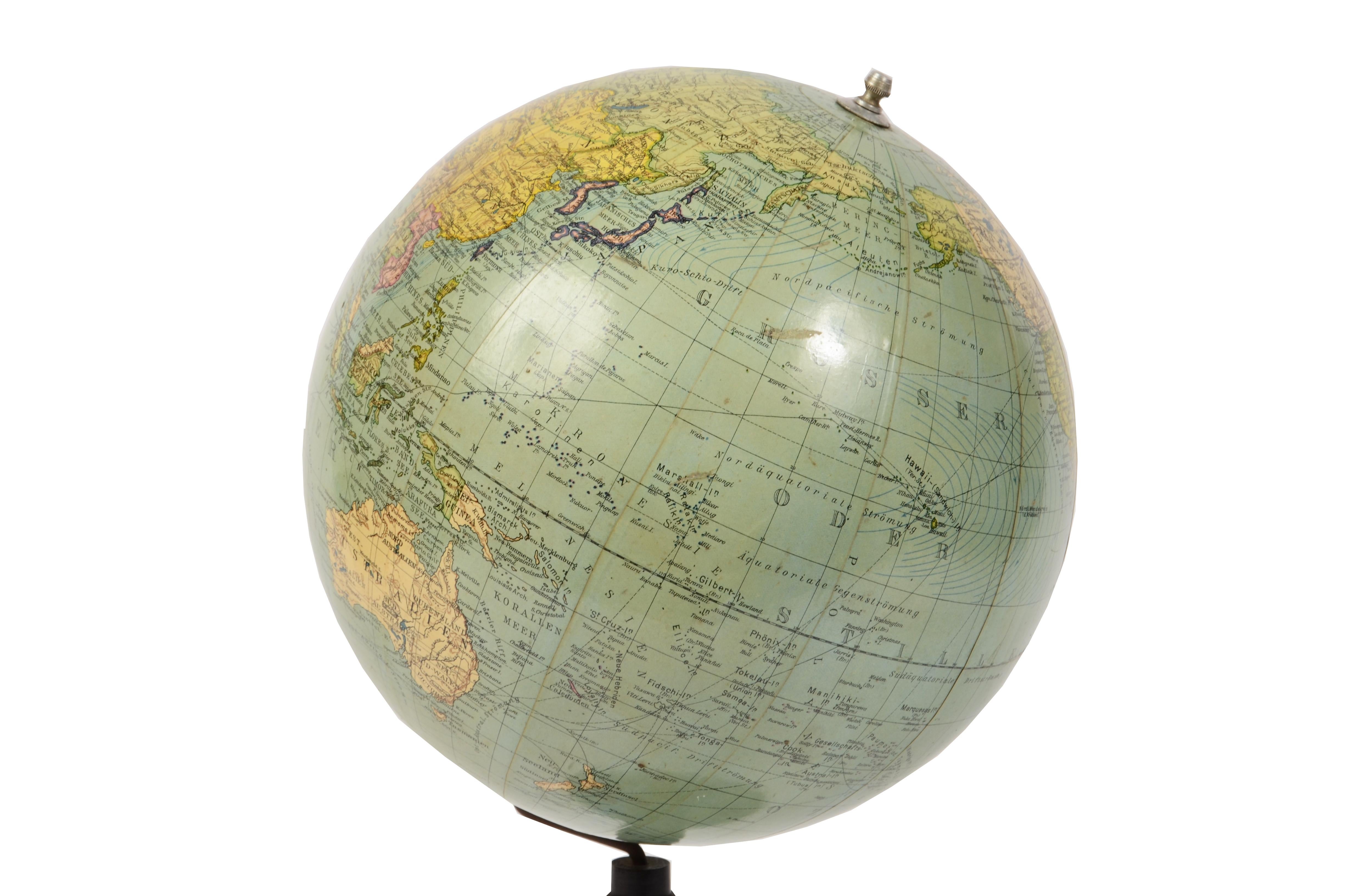 Paper 1940s German Columbus Erdglobus Terrestrial Globe by Cartographer C. Luther