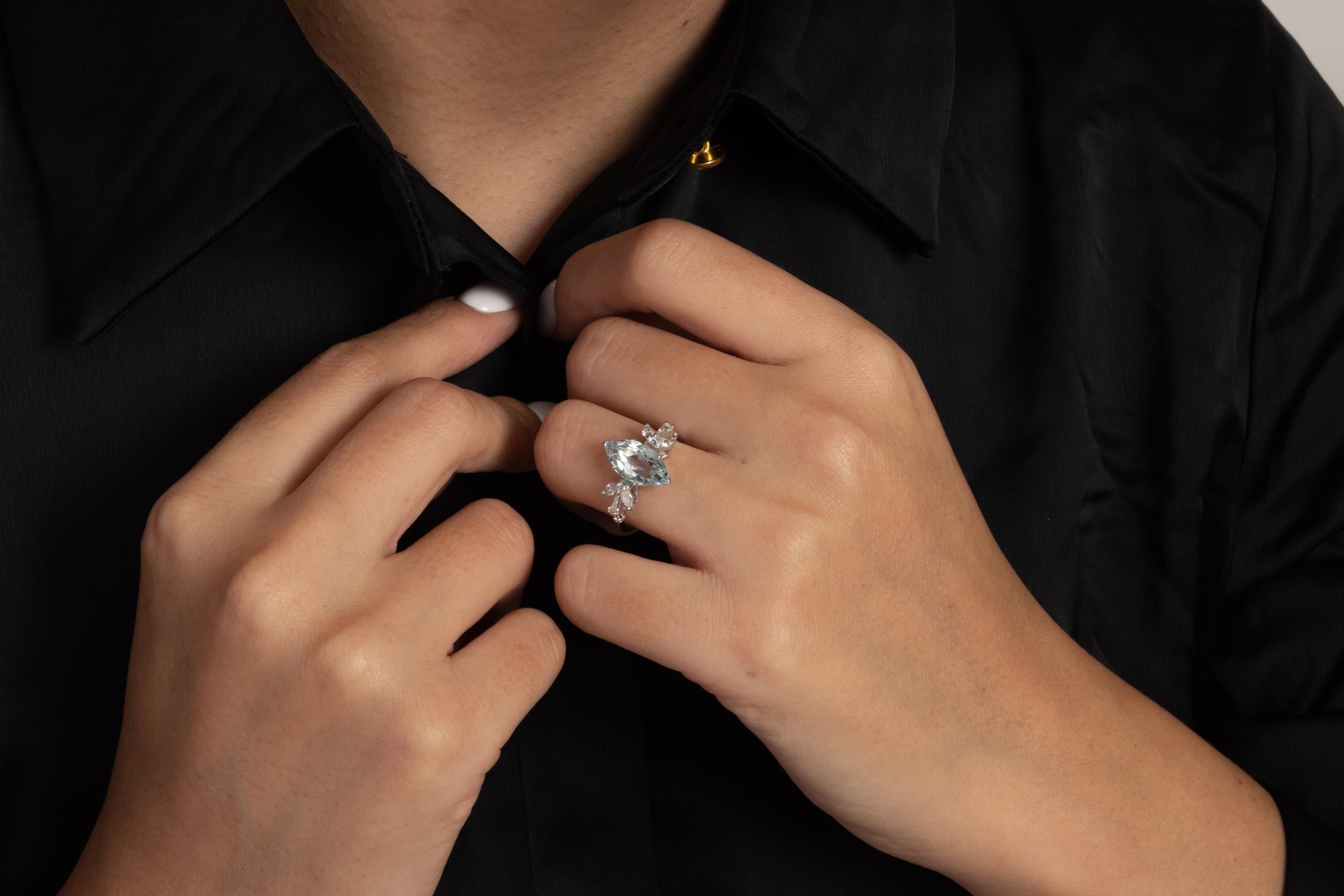 1940er GIA 3::08ctw Vintage Aquamarin Marquise und Diamant 18k Ring 11
