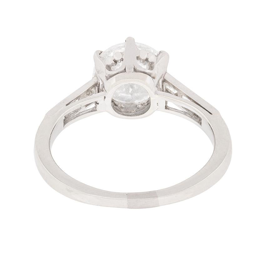 Women's or Men's 1940s GIA Certified 2.01 Carat Diamond Engagement Ring