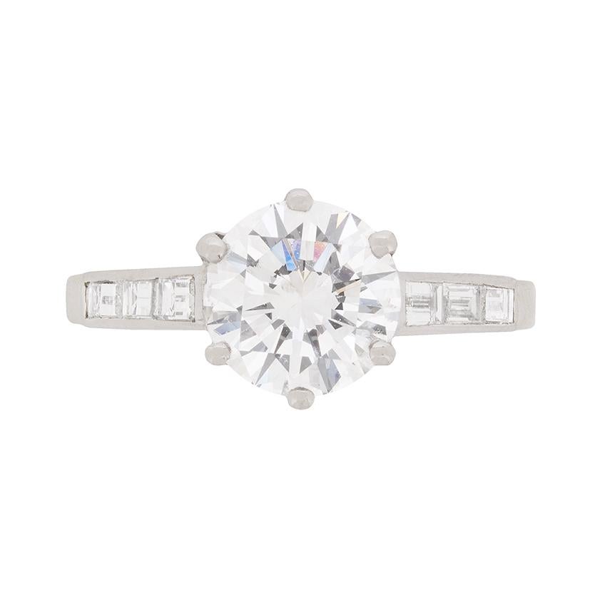 1940s GIA Certified 2.01 Carat Diamond Engagement Ring