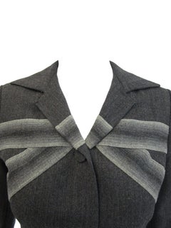 1940s Gilbert Adrian Ash Grey Wool Suit Jacket with Gradient Stripes