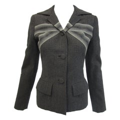 1940s Gilbert Adrian Ash Grey Wool Suit Jacket with Gradient Stripes