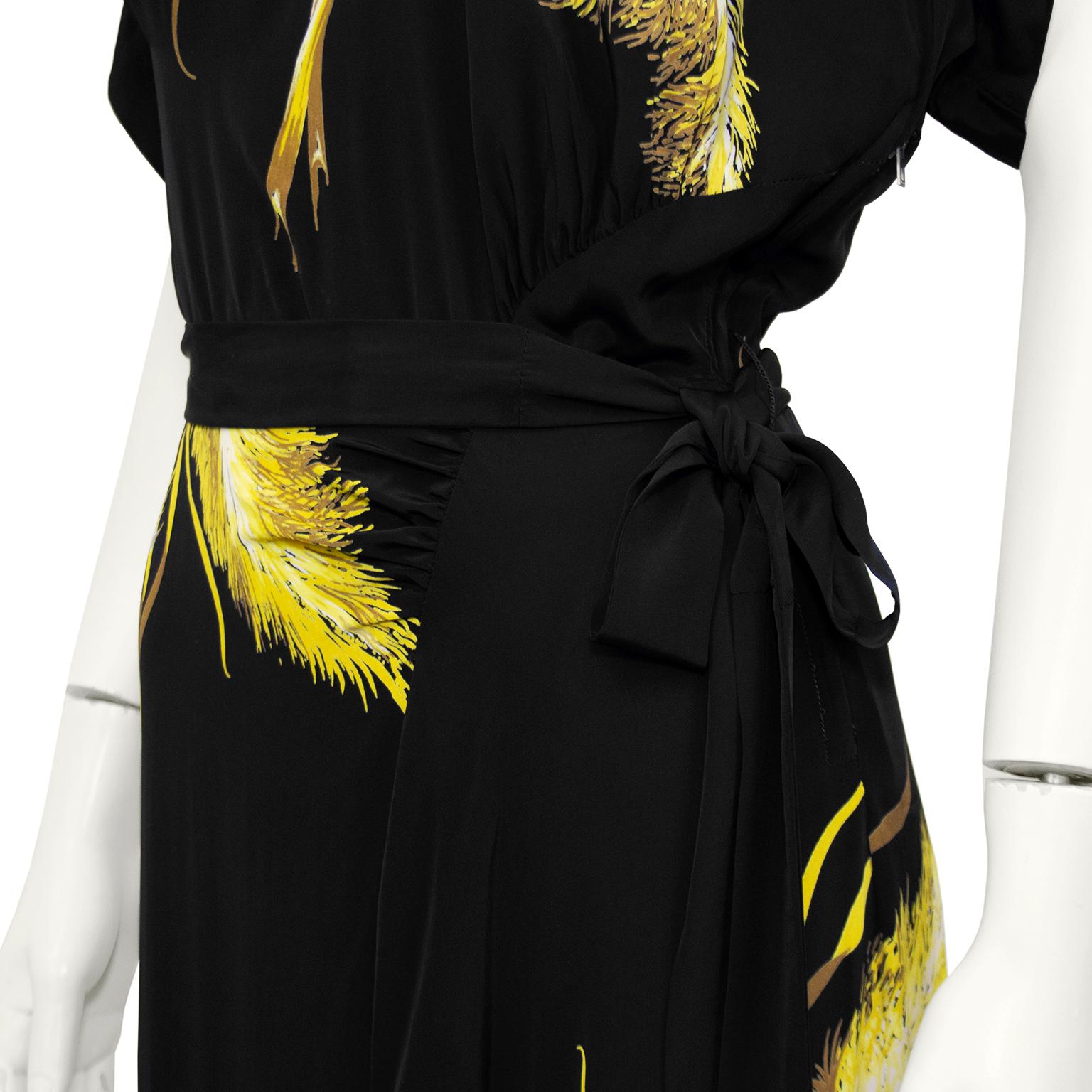 1940s Gilbert Adrian Inspired Black Silk Long Dress with Wheat Sheaf Print   In Good Condition For Sale In Toronto, Ontario
