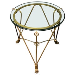 1940's Gilded Snake and Lion's Paw Center Table 27.5"H