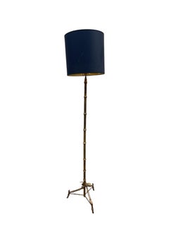 1940's Gilt iron " Bamboo " Floor lamp in the style of maison Baguès