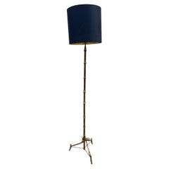 1940's Gilt iron " Bamboo " Floor lamp in the style of maison Baguès