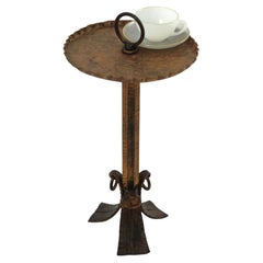 1940s Gilt Iron Spanish Drinks Table / Martini Table / Gueridon with Ring Handle