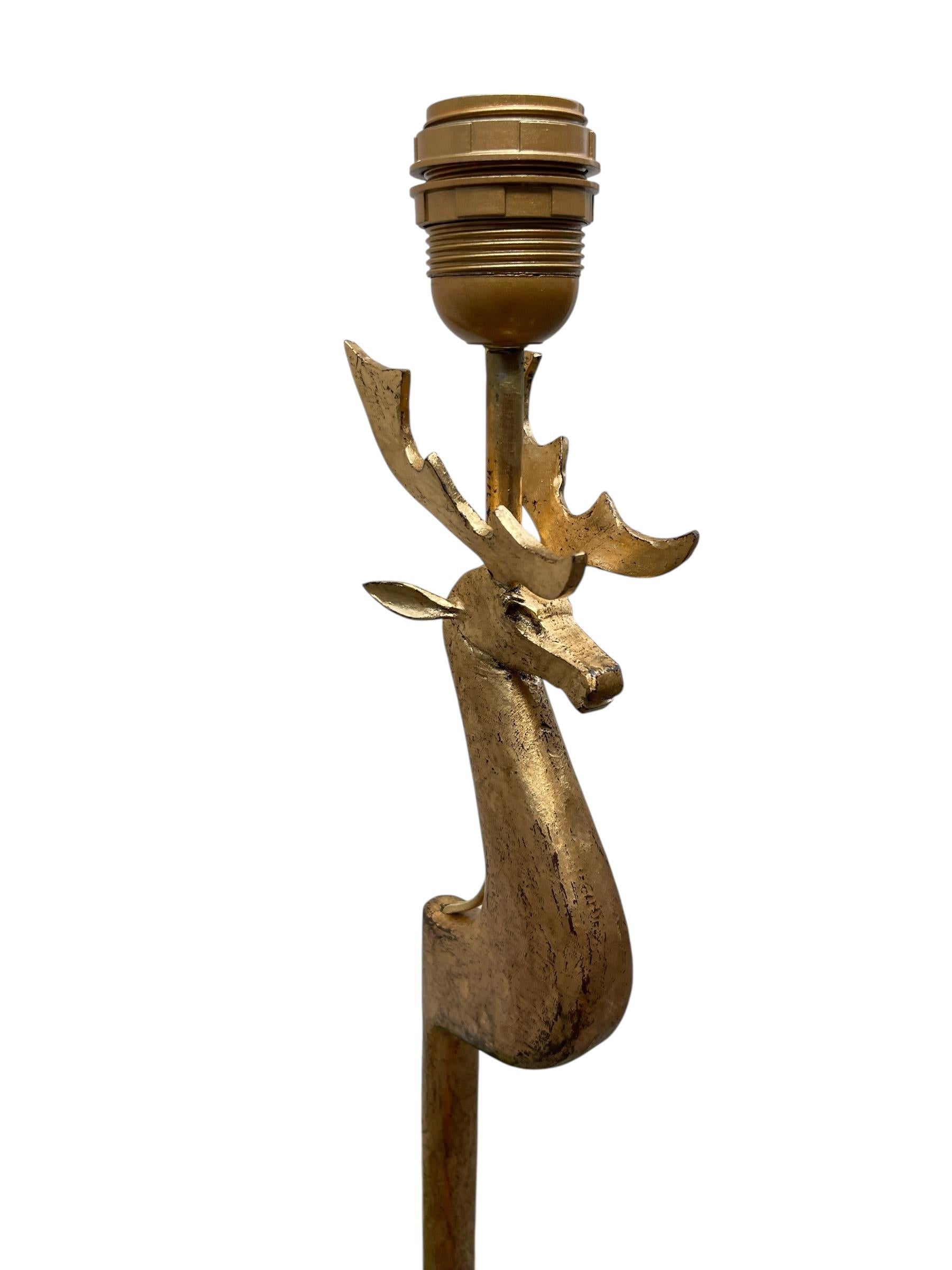 French 1940's Gilt wrought iron floor lamp attributed to Jean-Charles Moreux For Sale