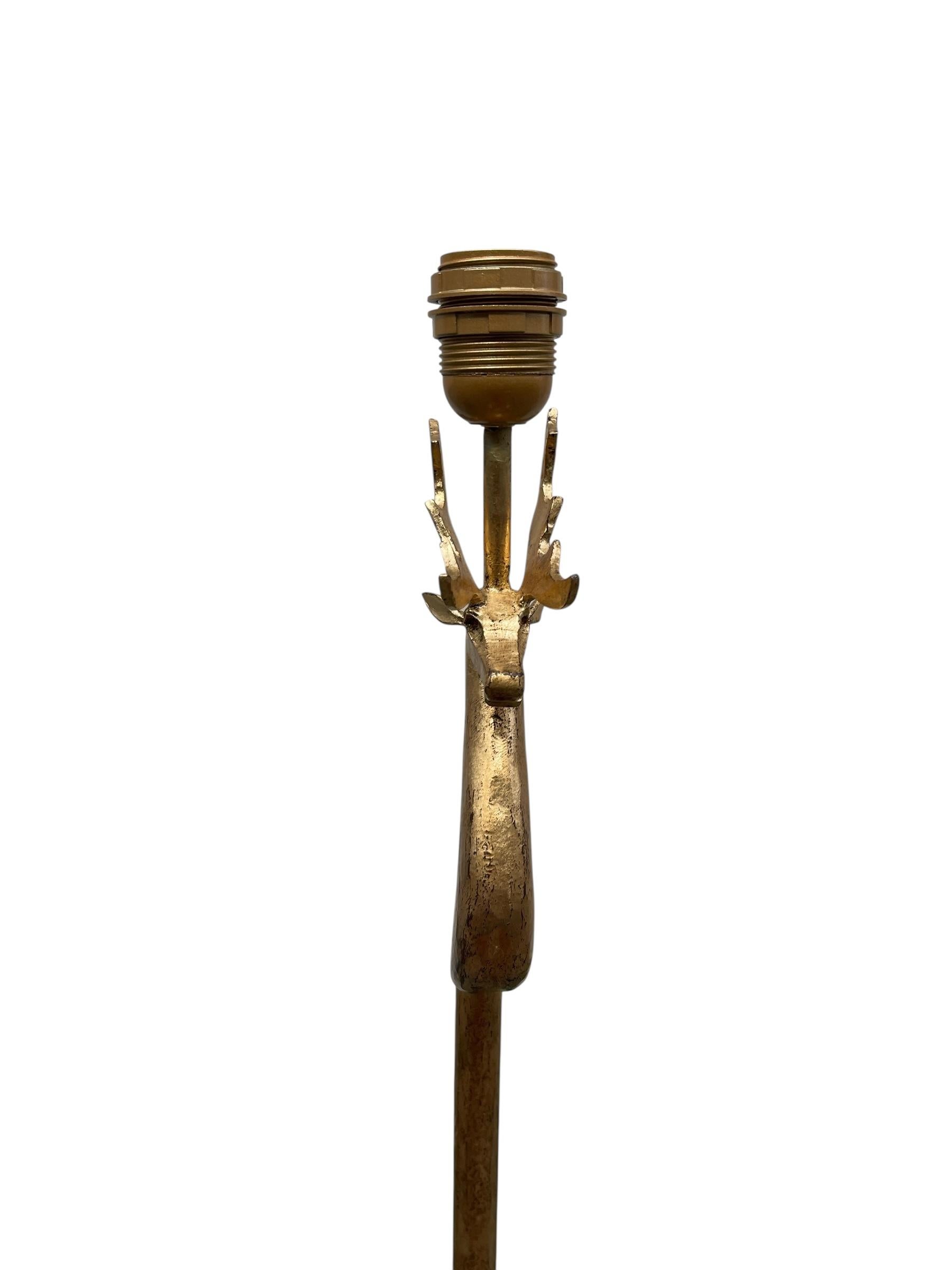 1940's Gilt wrought iron floor lamp attributed to Jean-Charles Moreux In Good Condition For Sale In Bois-Colombes, FR