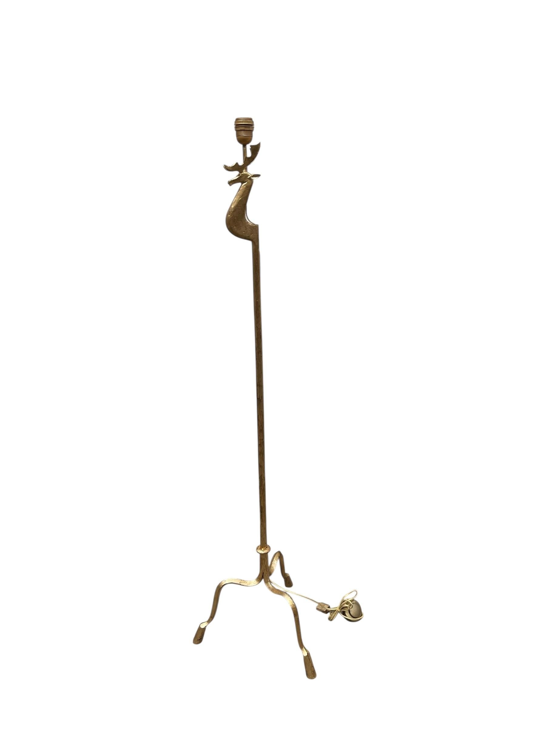 Mid-20th Century 1940's Gilt wrought iron floor lamp attributed to Jean-Charles Moreux For Sale