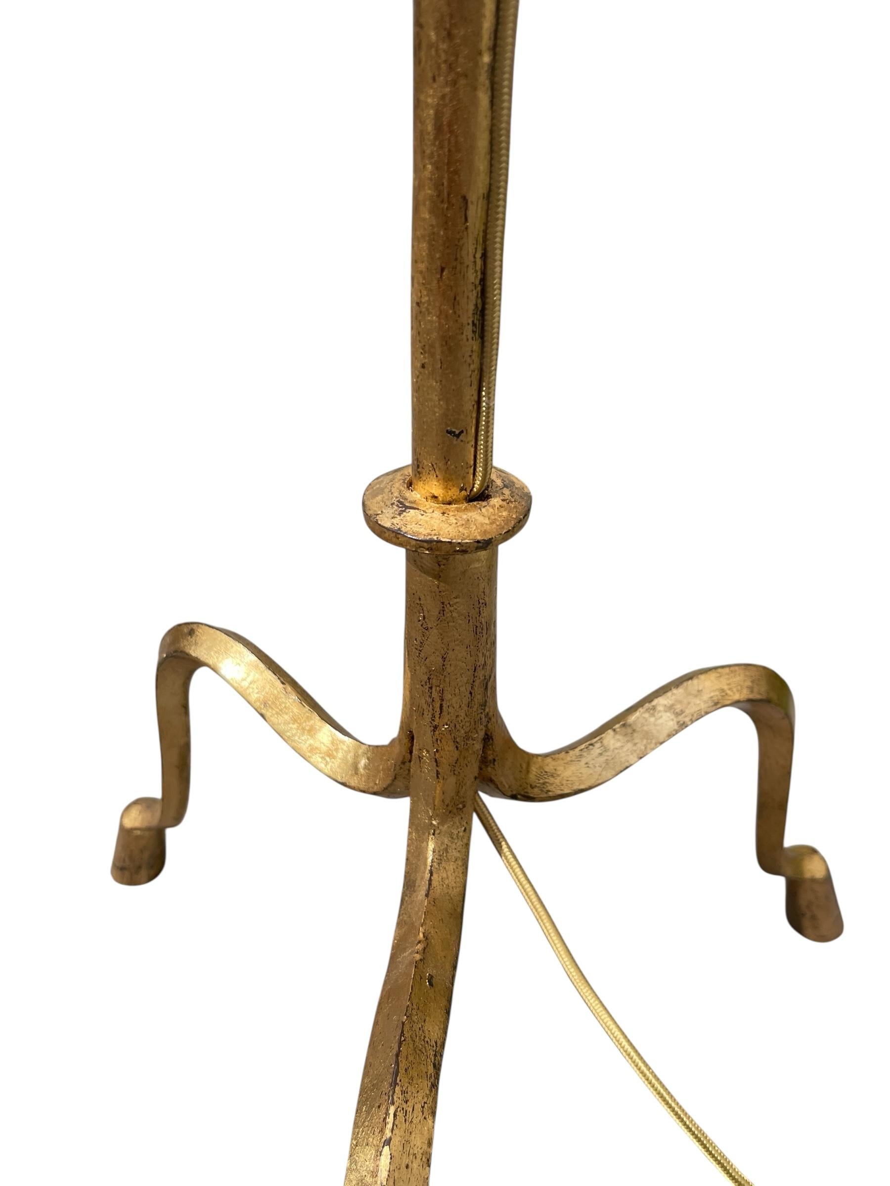 Wrought Iron 1940's Gilt wrought iron floor lamp attributed to Jean-Charles Moreux For Sale