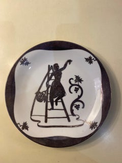 1940s, Giovanni Garibaldi for Richard Ginori, Set of 3 Ceramic Plates