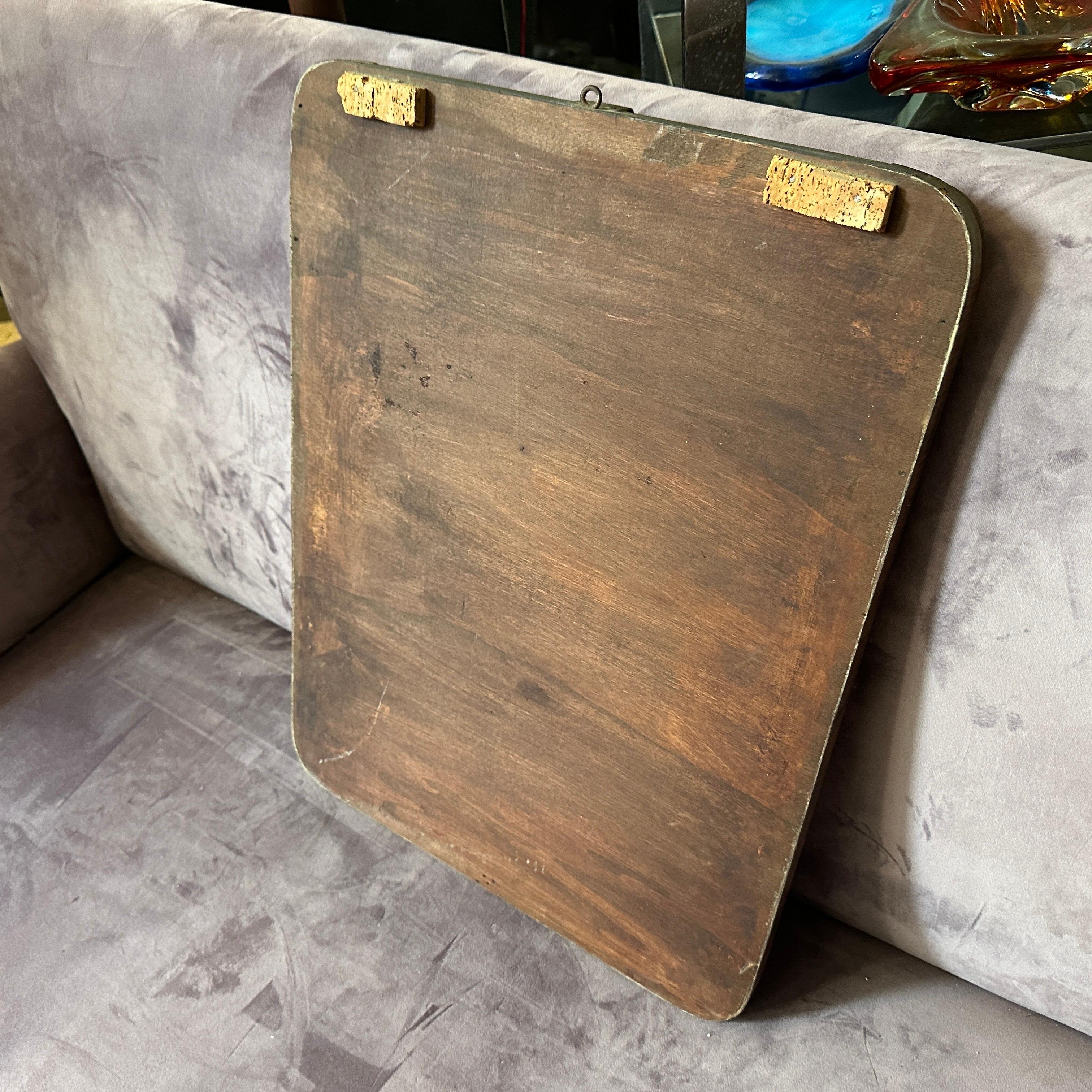 1940s Gio Ponti Style Art Deco Brass and Glass Italian Wall Mirror For Sale 4