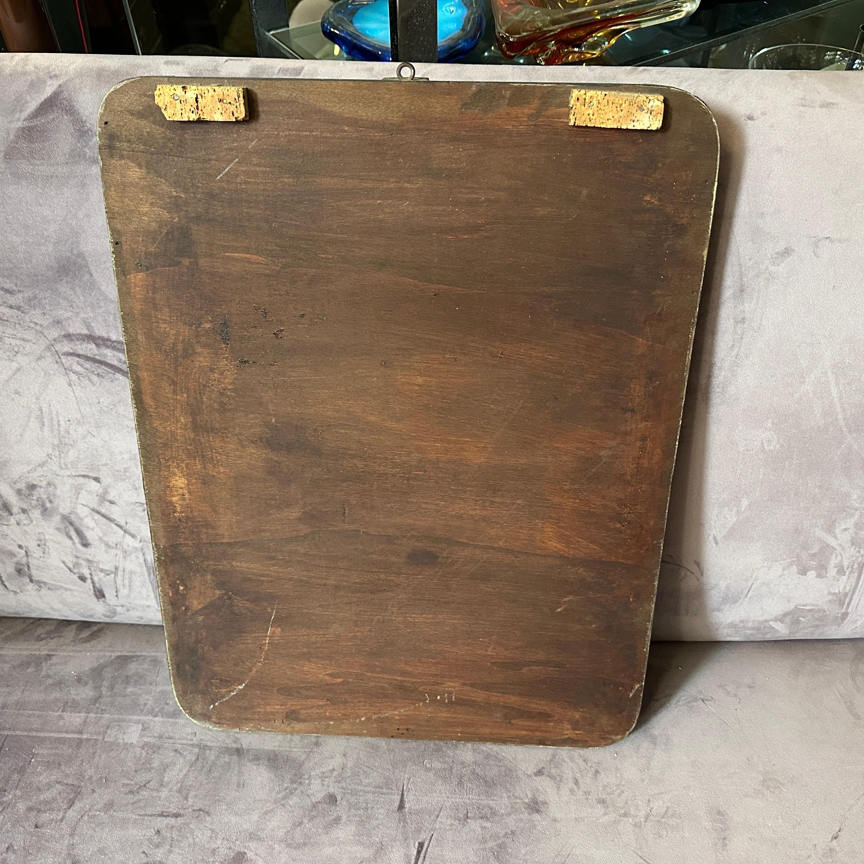 1940s Gio Ponti Style Art Deco Brass and Glass Italian Wall Mirror For Sale 5