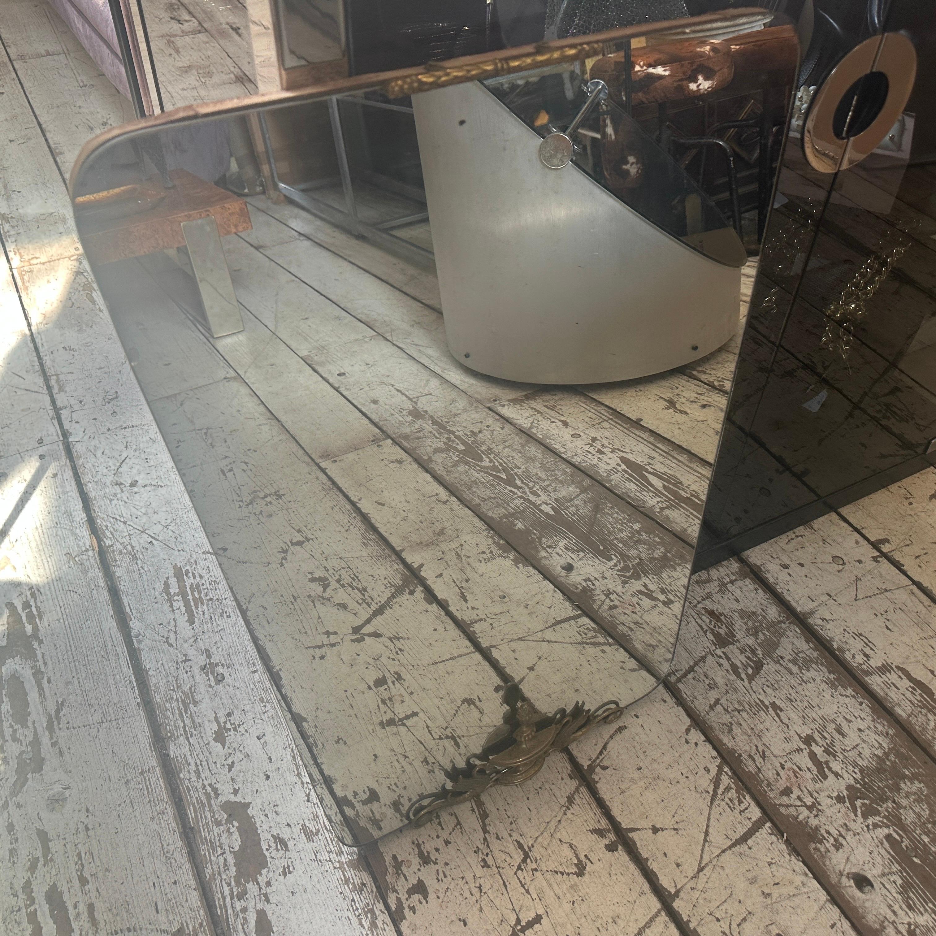 Mid-Century Modern Miroir mural italien en laiton de style Gio Ponti, mi-siècle moderne, années 1940 en vente