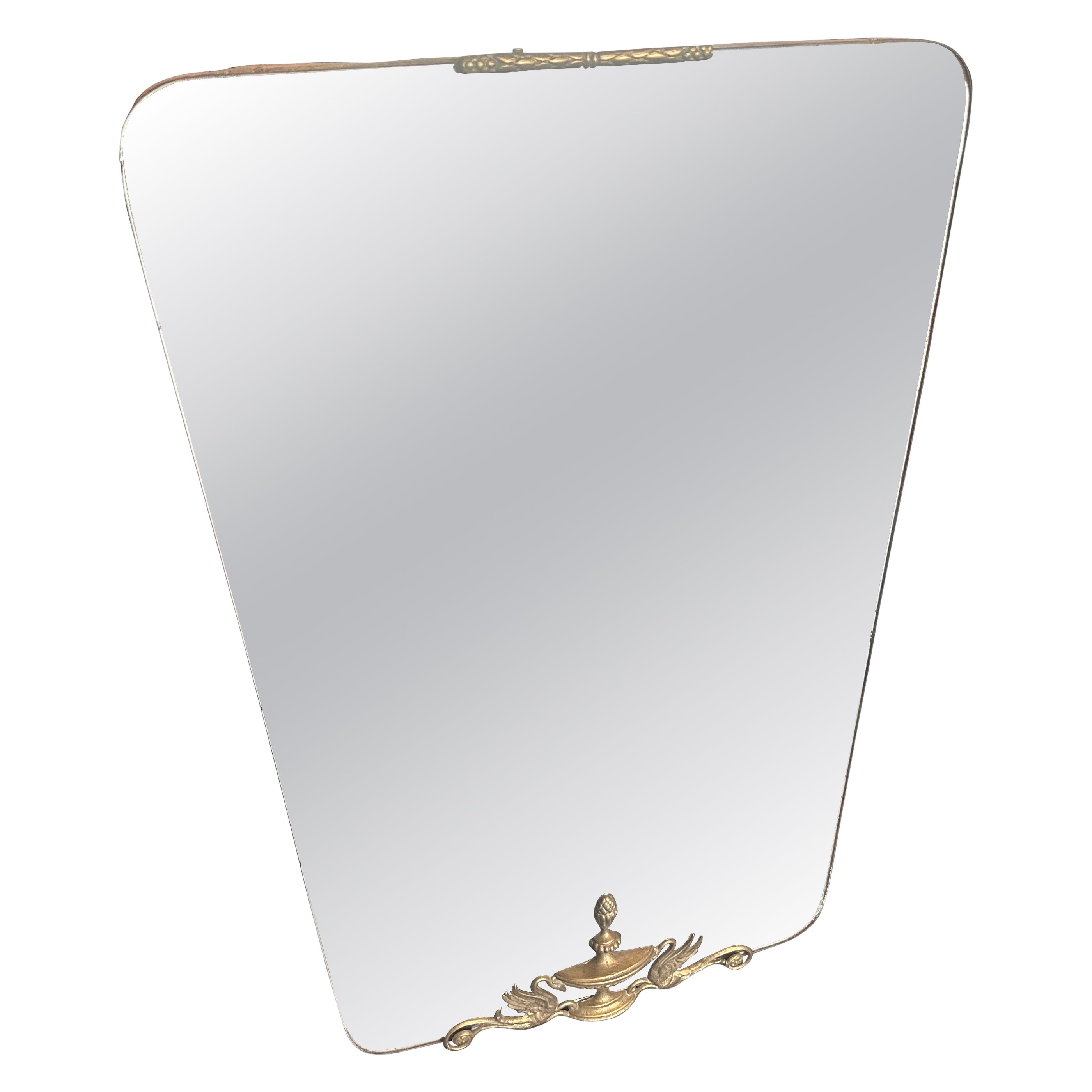 Miroir mural italien en laiton de style Gio Ponti, mi-siècle moderne, années 1940