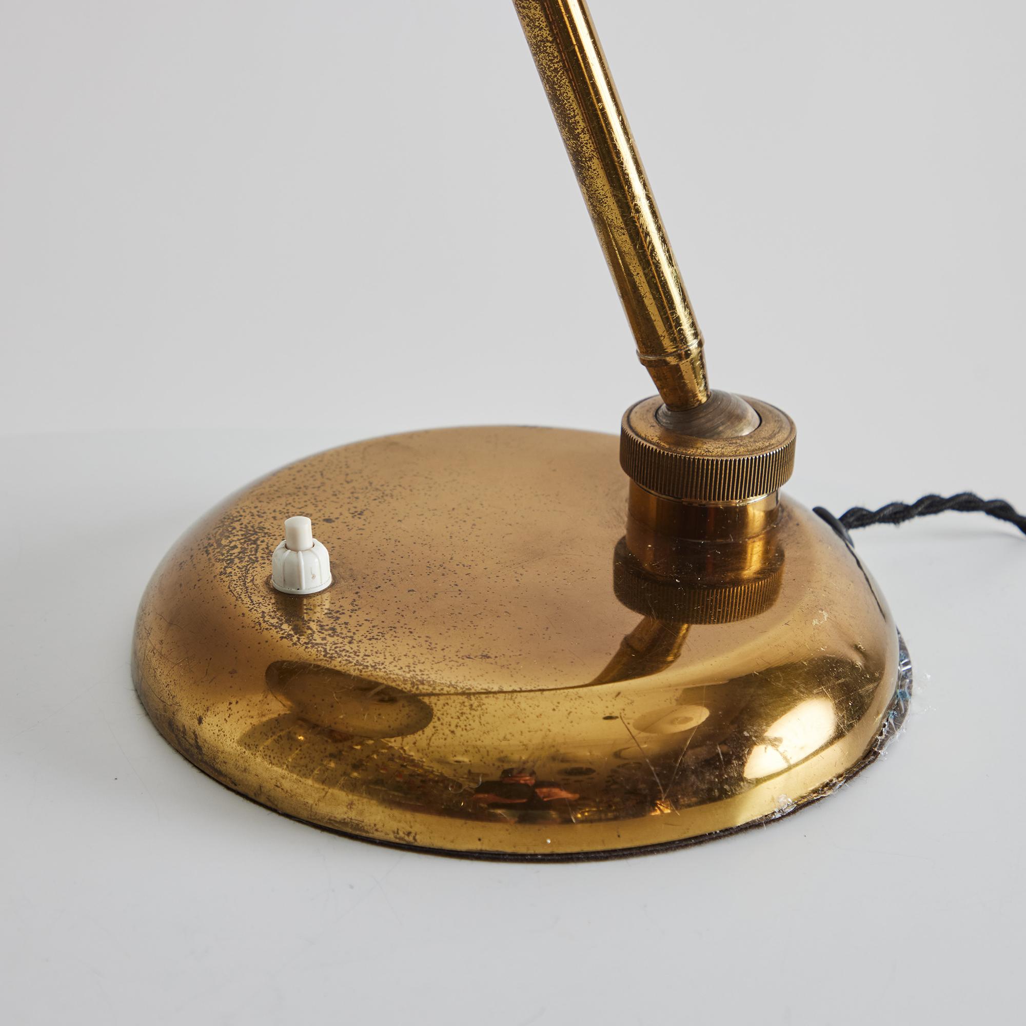 1940s Giovanni Michelucci Patinated Brass Ministerial Table Lamp for Lariolux For Sale 6