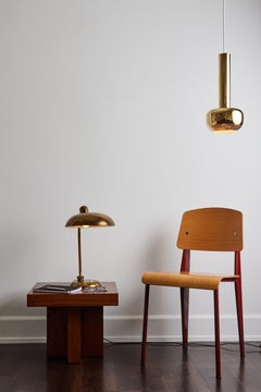 Ministeriale Tischlampe aus patiniertem Messing von Giovanni Michelucci für Lariolux, 1940er Jahre