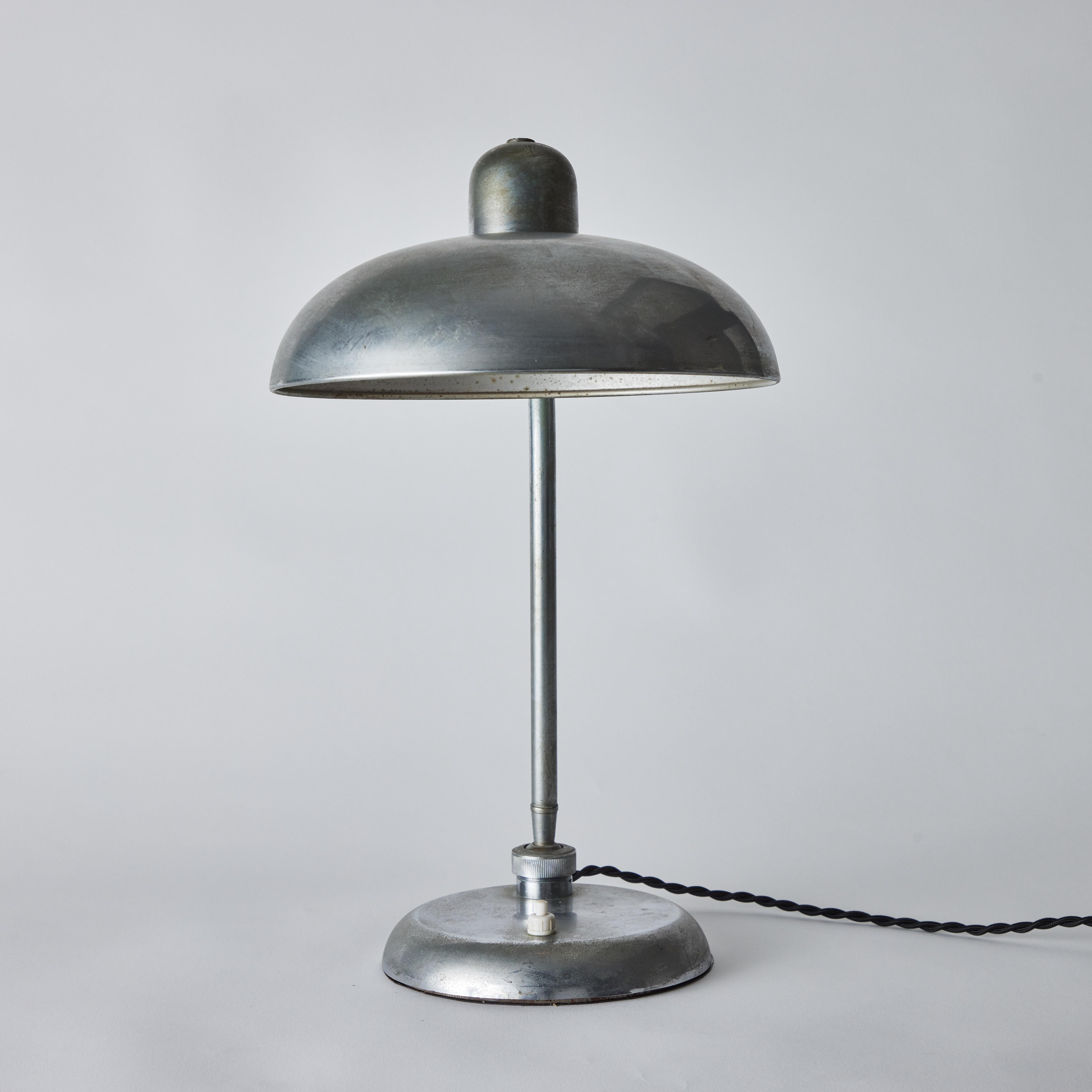 1940s Giovanni Michelucci Patinated Nickel Ministerial Table Lamp for Lariolux For Sale 5