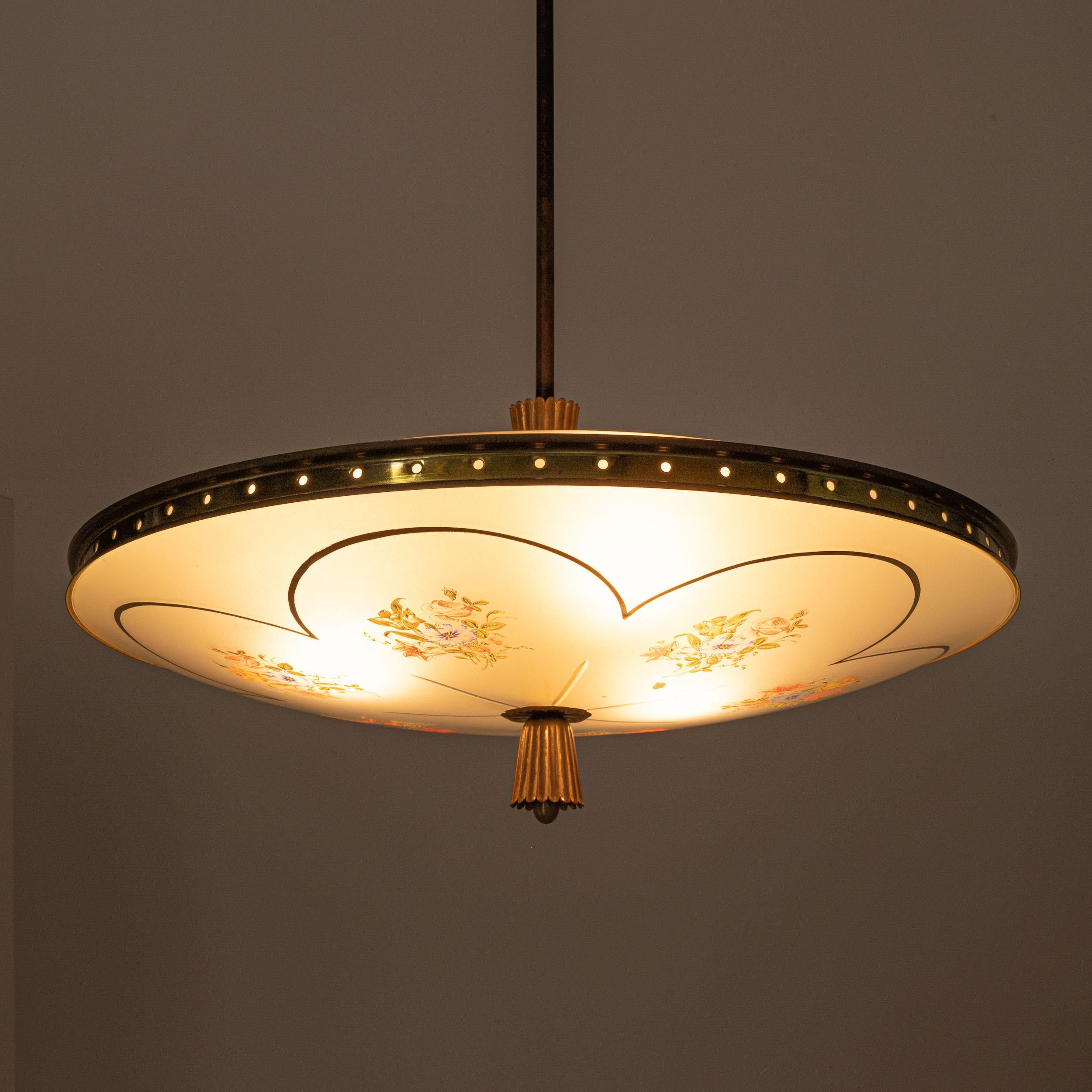 Pendentif en verre et laiton des années 1940 attribué à Pietro Chiesa en vente 6