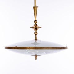 1940's Glass and Brass Pendant Attributed to Pietro Chiesa