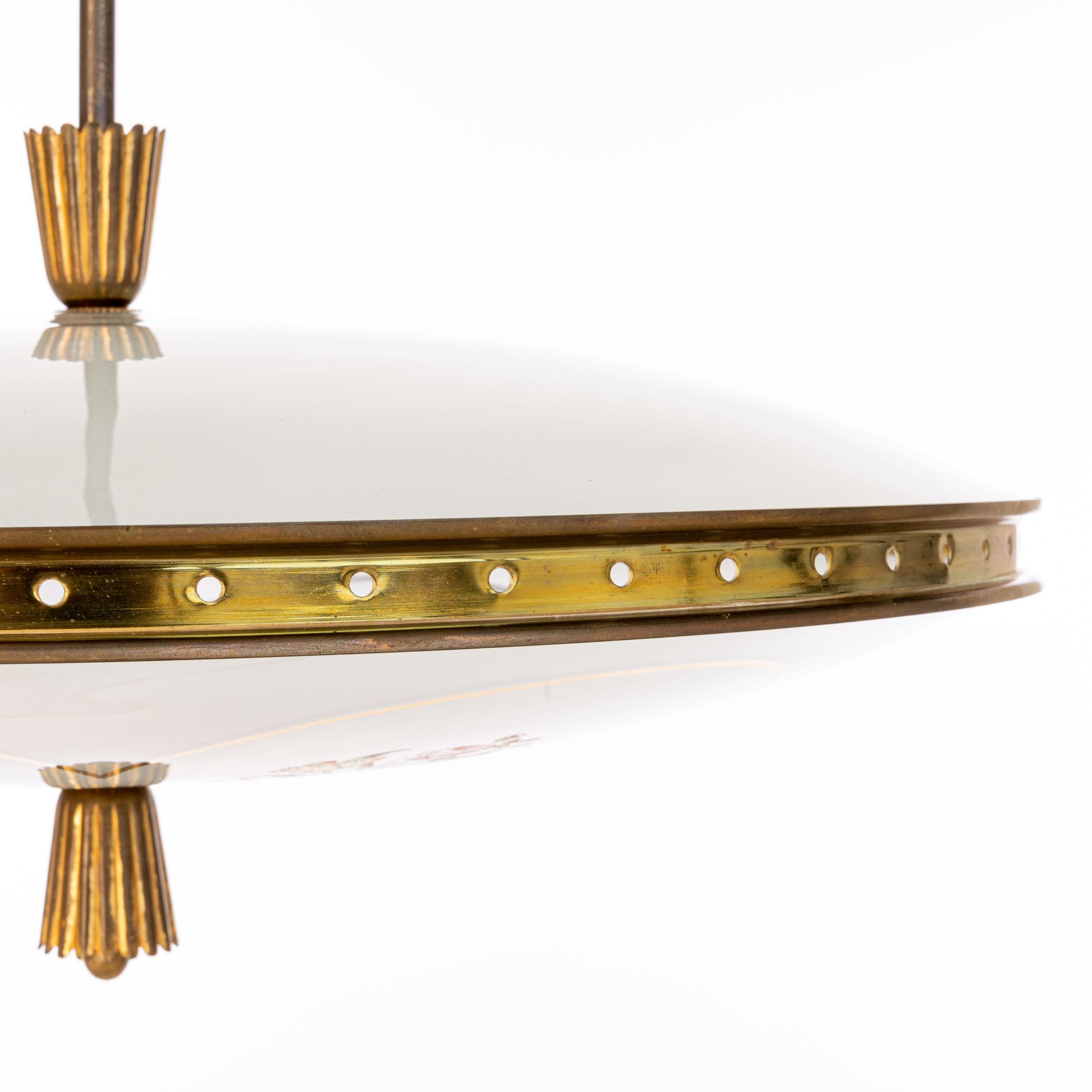 20ième siècle Pendentif en verre et laiton des années 1940 attribué à Pietro Chiesa en vente
