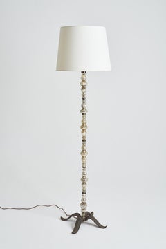1940s Glass and Iron Floor Lamp