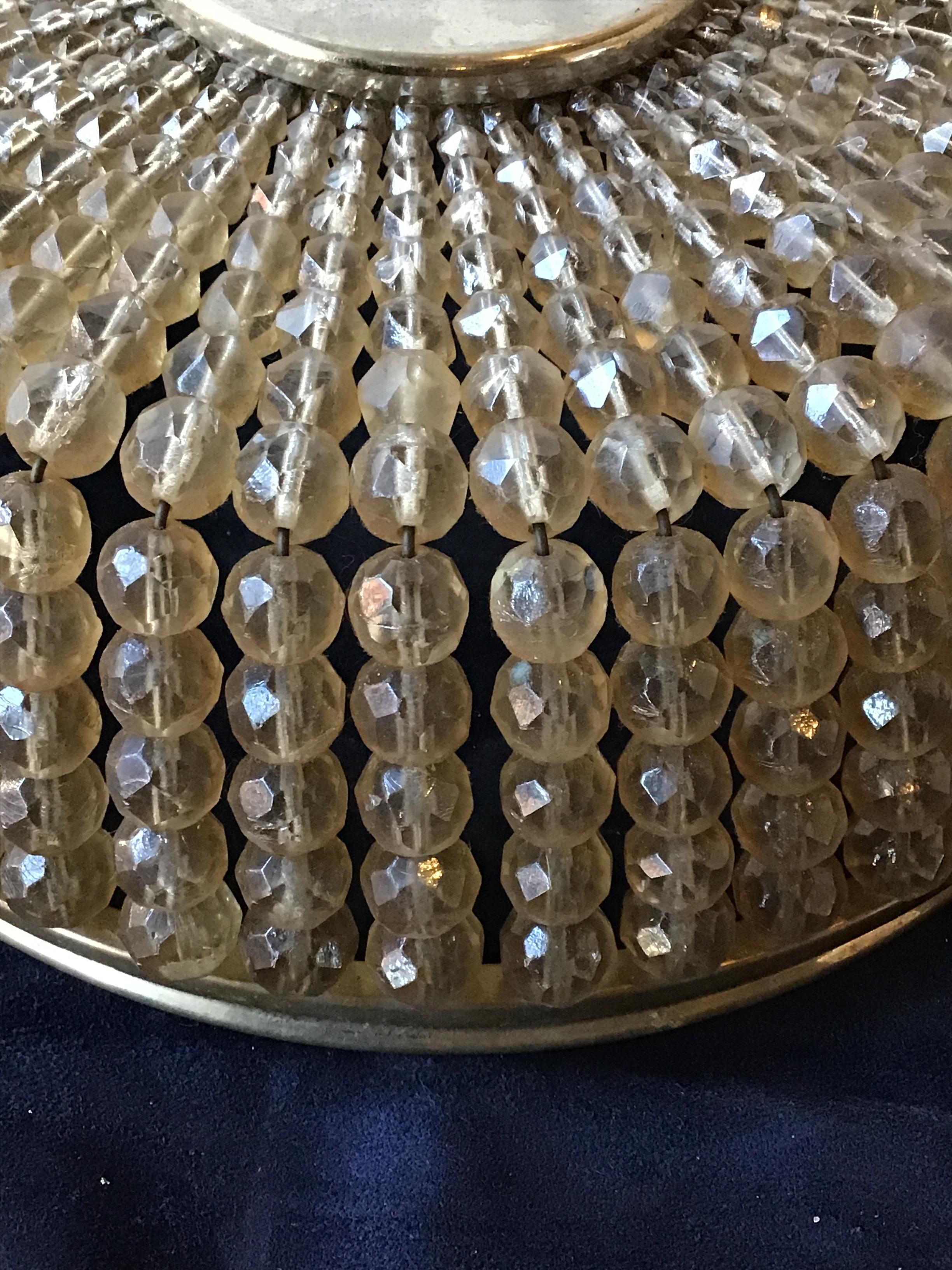 1940s Glass Beaded Flushmount Shade In Good Condition In Tarrytown, NY