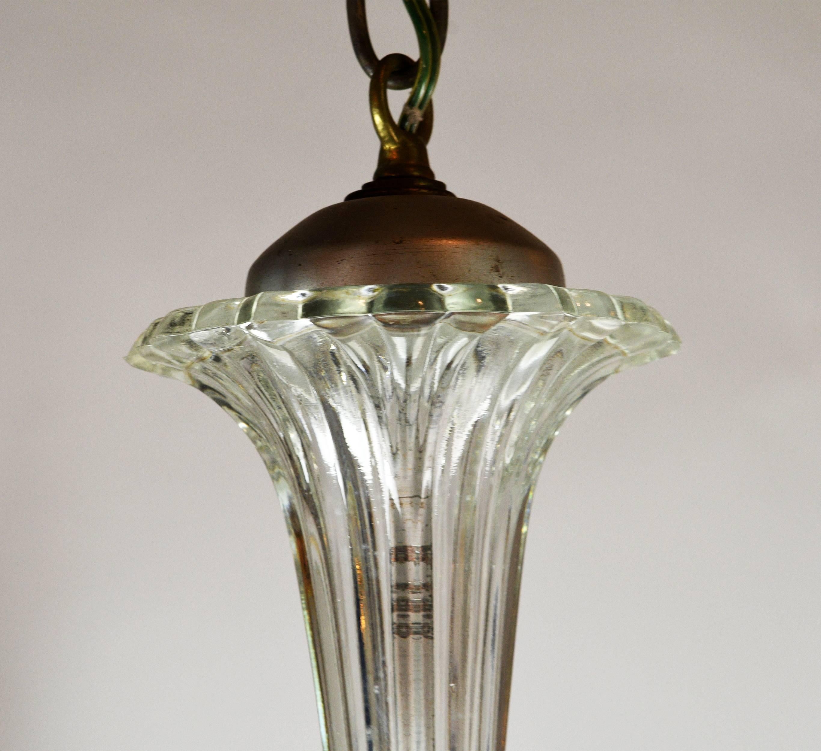 Mid-20th Century 1940s Glass Bowl Pendant