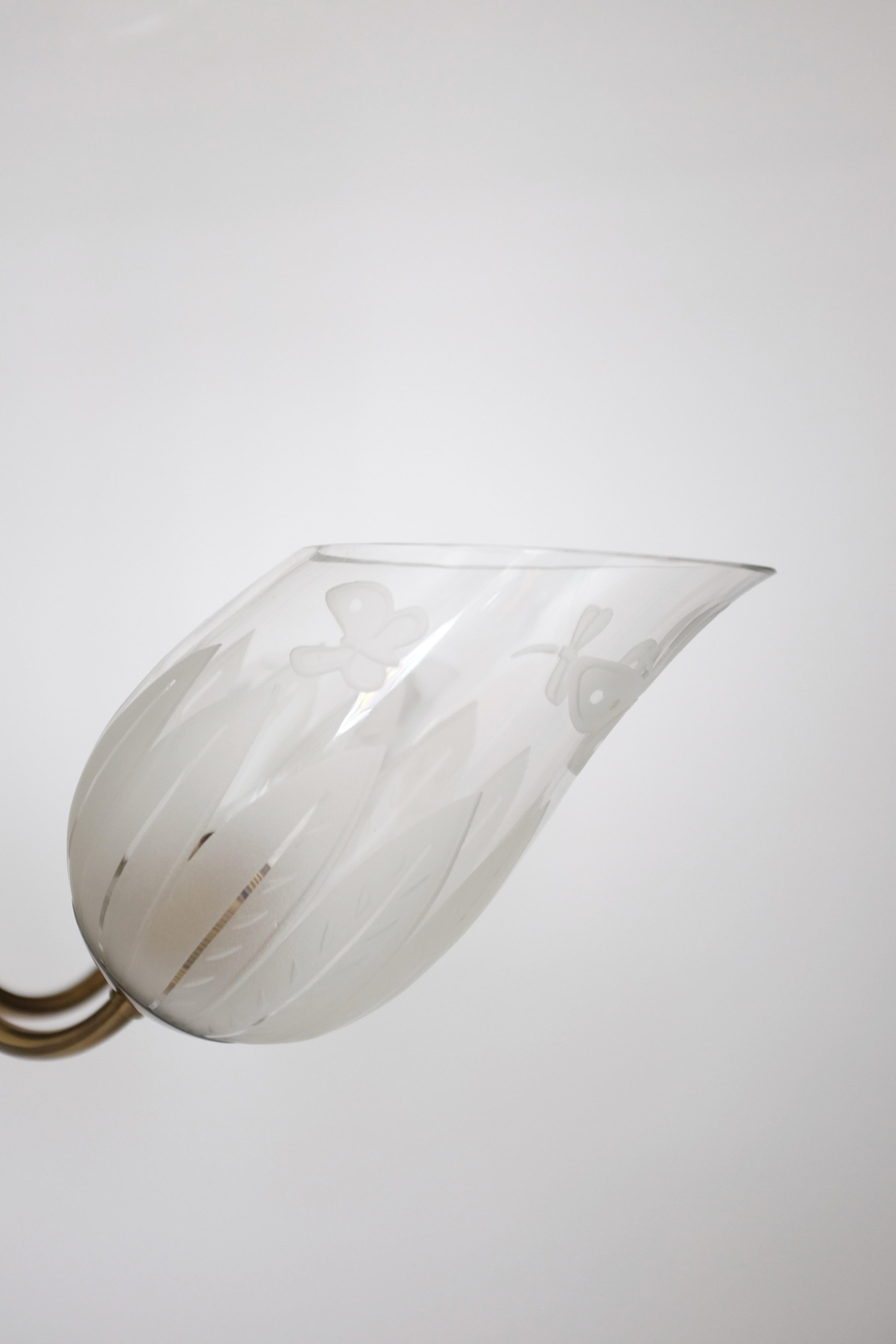 1940s Glass Chandelier by Bo Notini for Glössner, Sweden In Good Condition In Brooklyn, NY