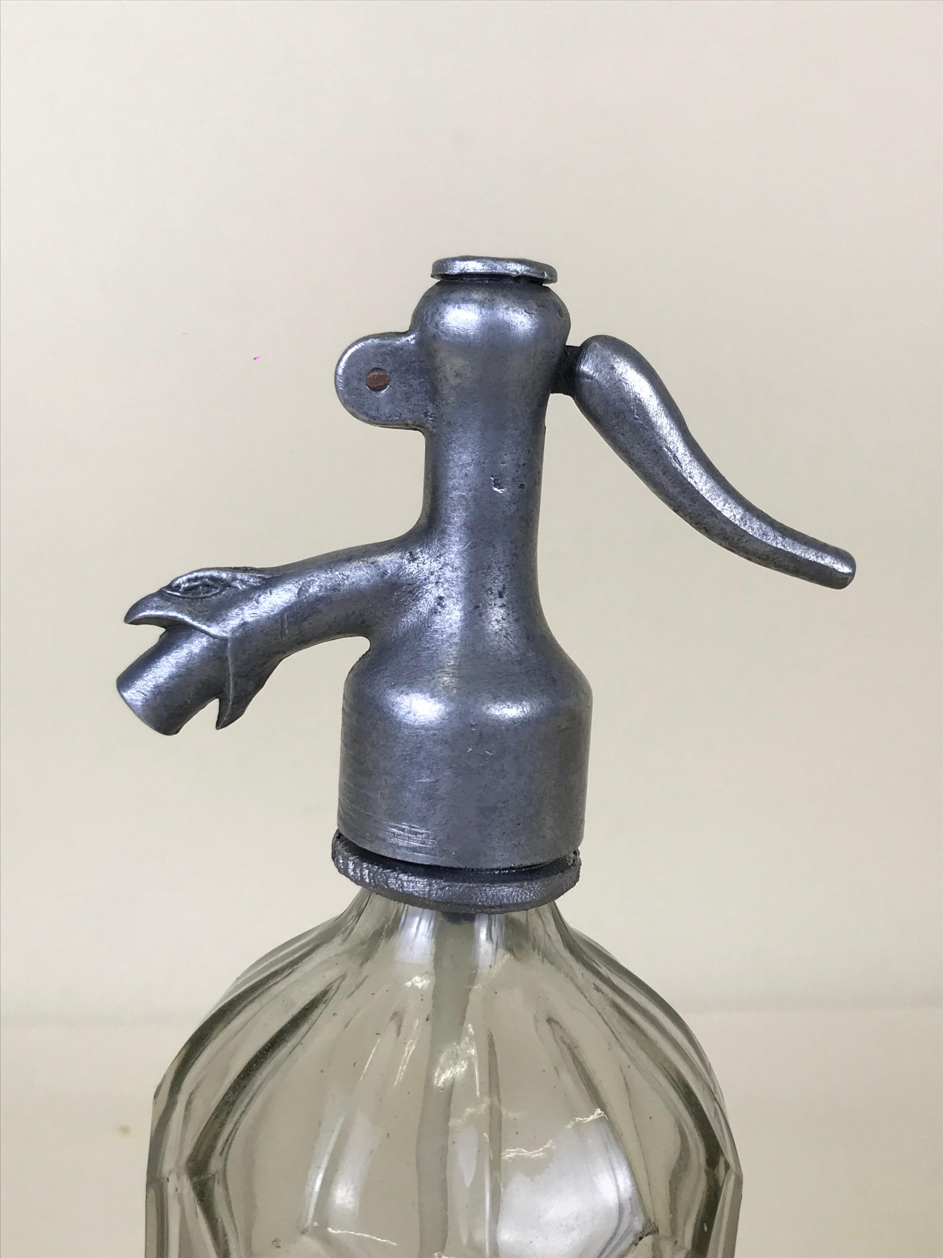 1940s Glass Italian Small Soda Syphon Seltzer Logo Campari Soda Bar Bottle 3
