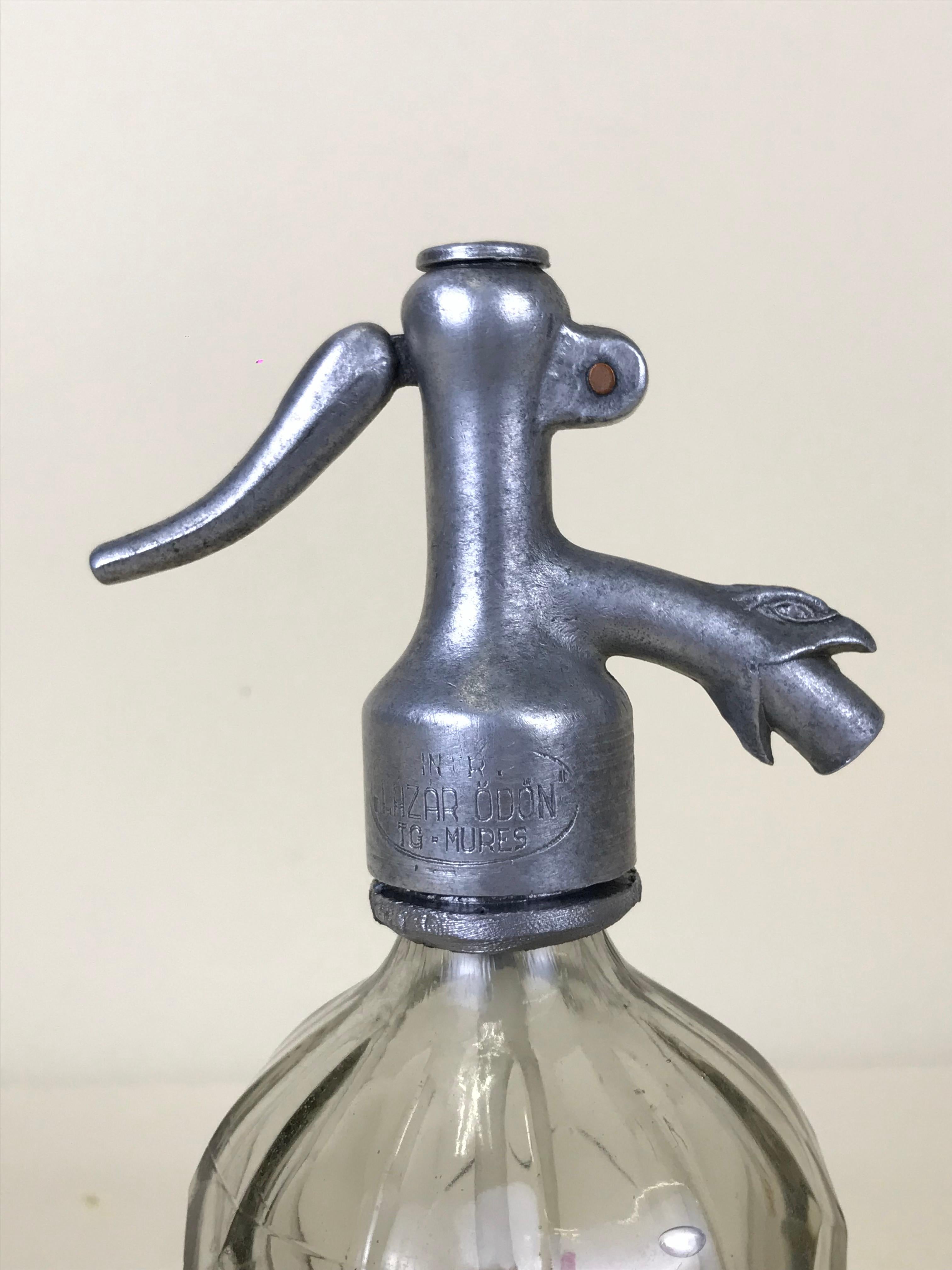 1940s Glass Italian Small Soda Syphon Seltzer Logo Campari Soda Bar Bottle 1
