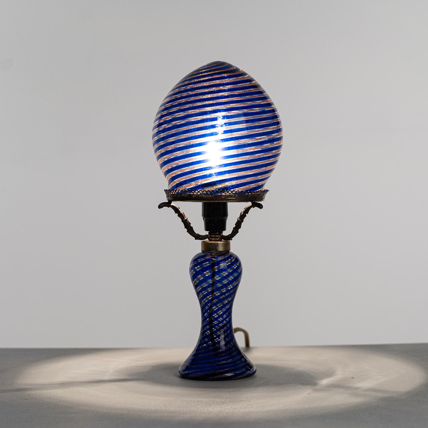 1940's Glass & Metal Table Lamp Attributed to Aureliano Toso For Sale 6