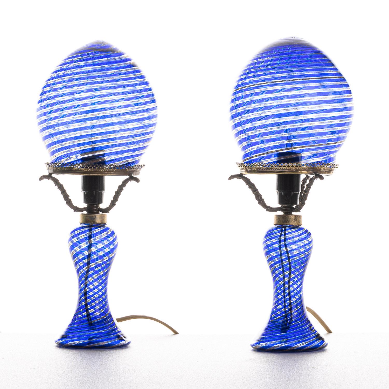 1940's Glass & Metal Table Lamp Attributed to Aureliano Toso For Sale 8