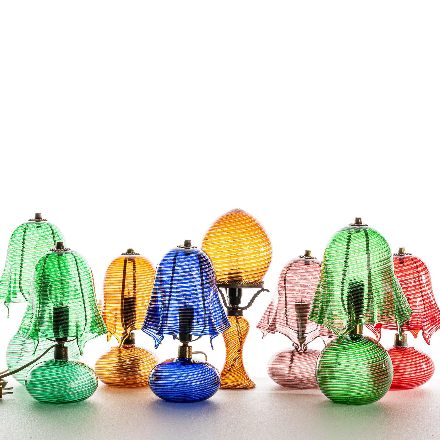 1940's Glass & Metal Table Lamp Attributed to Aureliano Toso For Sale 10
