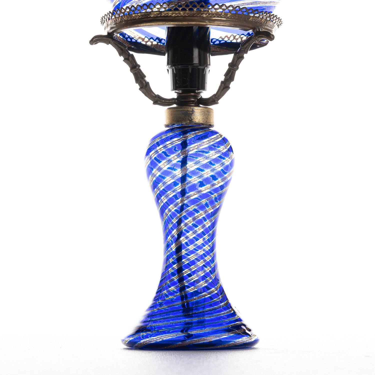 Italian 1940's Glass & Metal Table Lamp Attributed to Aureliano Toso For Sale