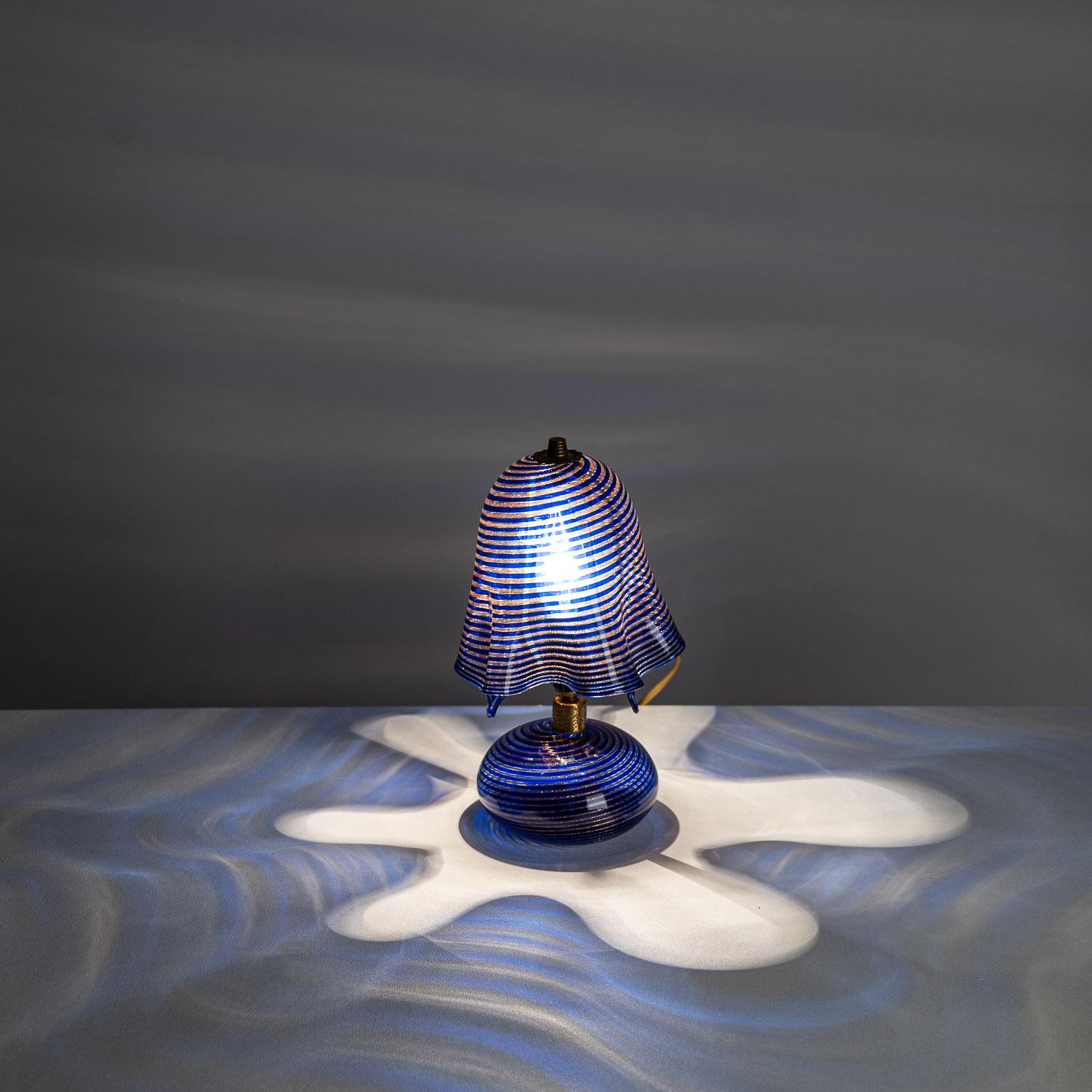 Italian 1940's Glass & Metal Table Lamp Attributed to Aureliano Toso