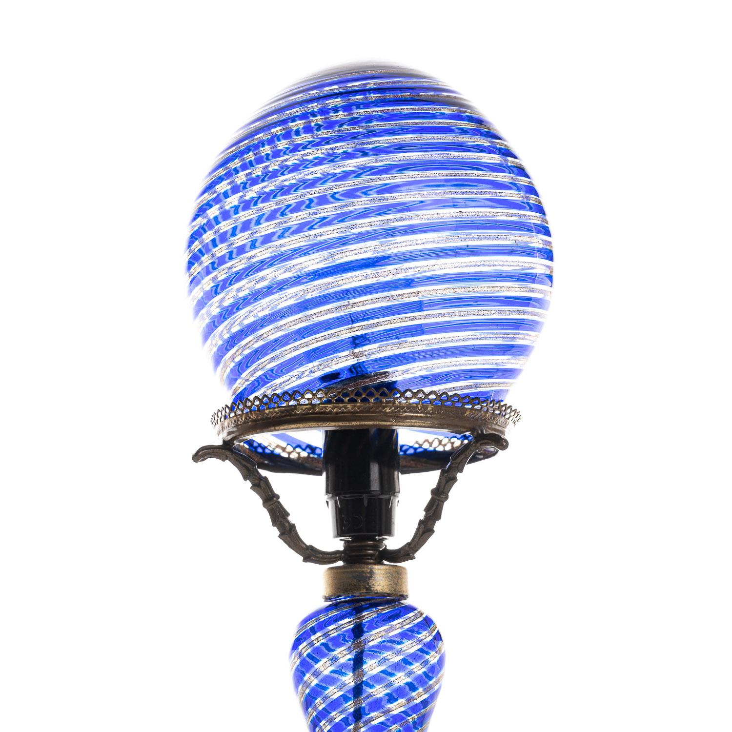 1940's Glass & Metal Table Lamp Attributed to Aureliano Toso In Good Condition For Sale In Schoorl, NL