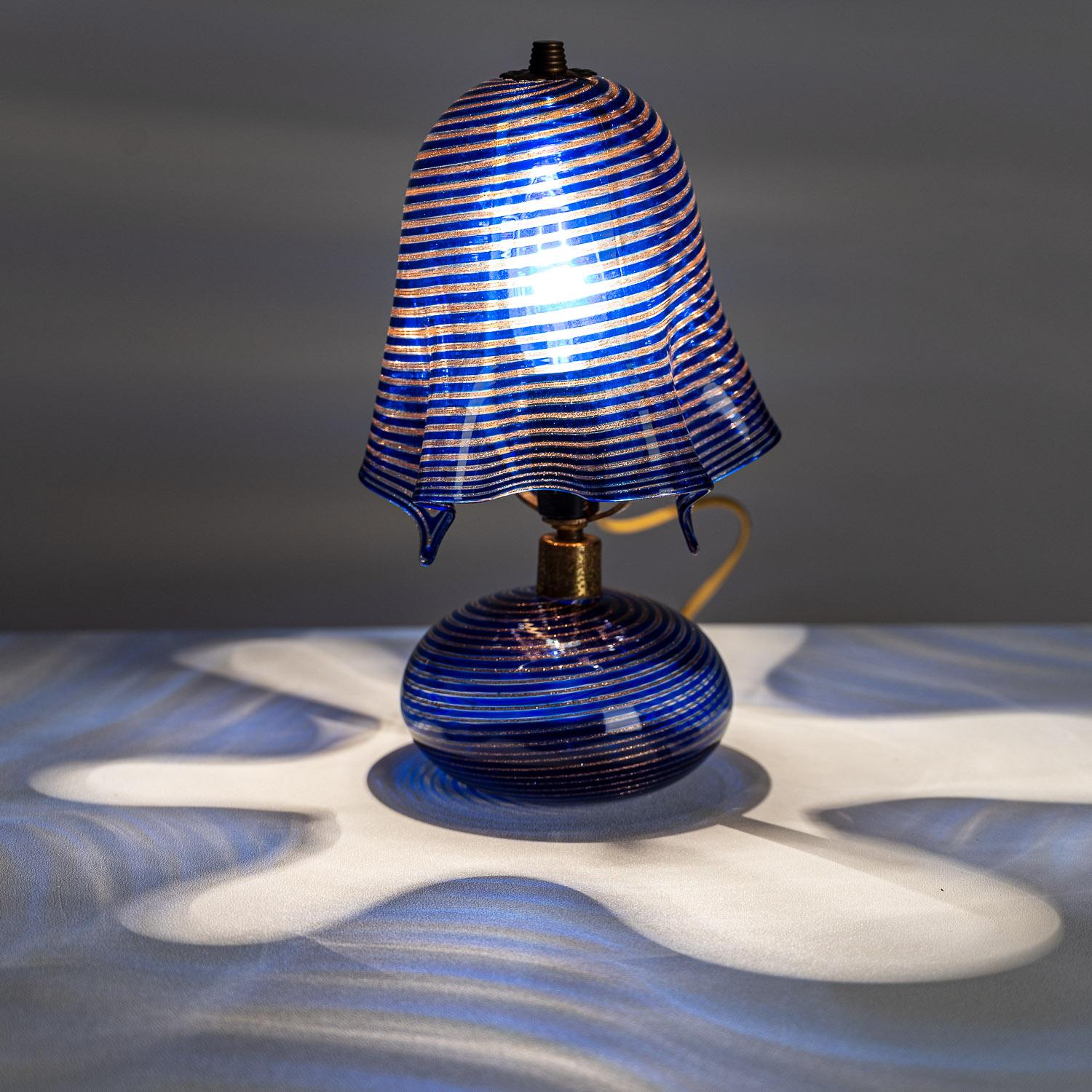 1940's Glass & Metal Table Lamp Attributed to Aureliano Toso In Good Condition In Schoorl, NH