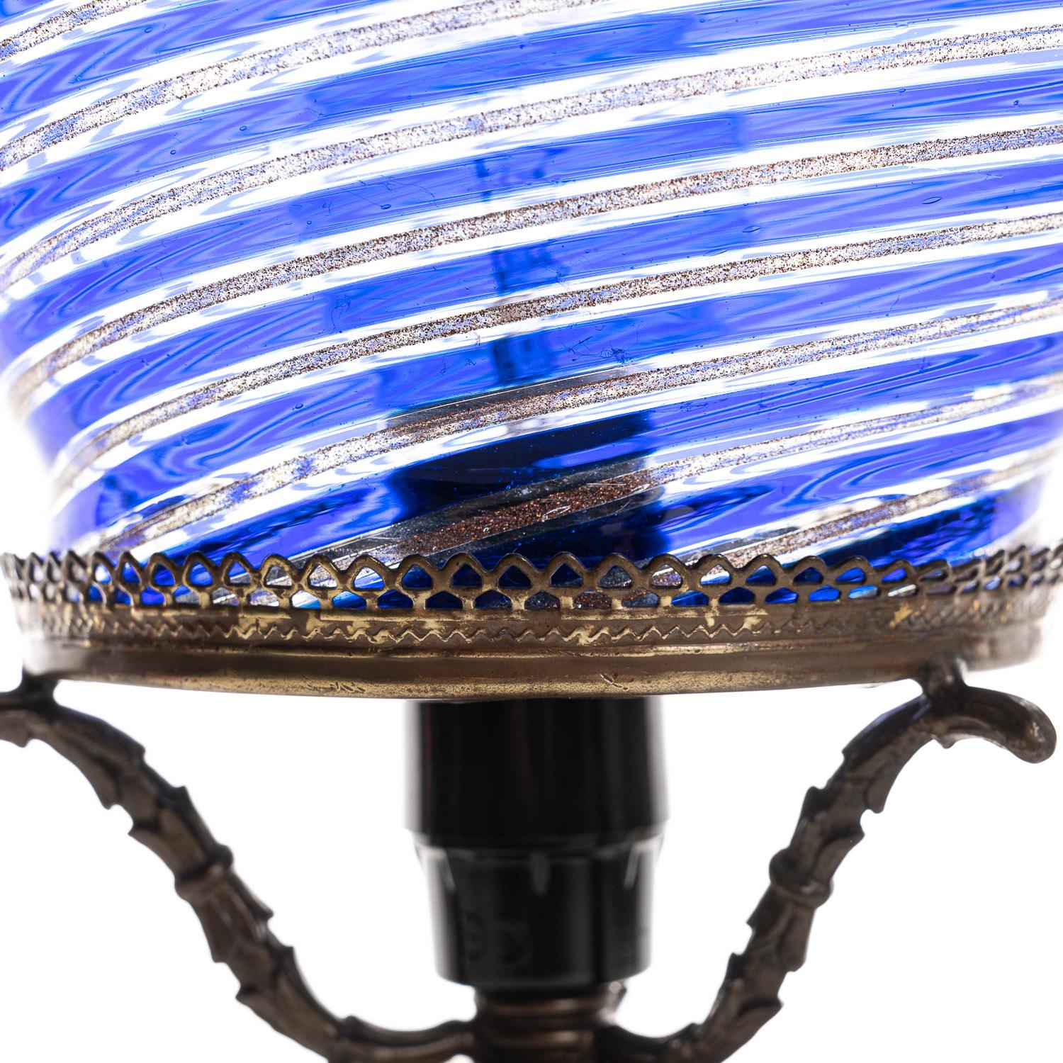 20th Century 1940's Glass & Metal Table Lamp Attributed to Aureliano Toso For Sale
