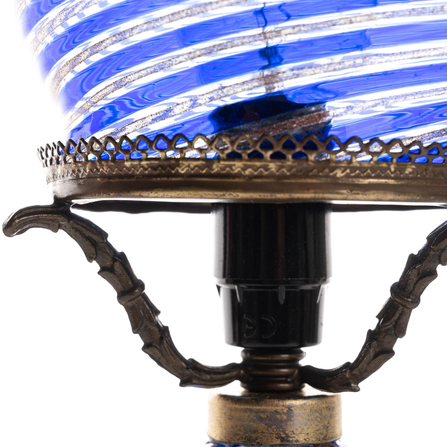 1940's Glass & Metal Table Lamp Attributed to Aureliano Toso For Sale 1
