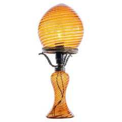 Retro 1940's Glass & Metal Table Lamp Attributed to Aureliano Toso