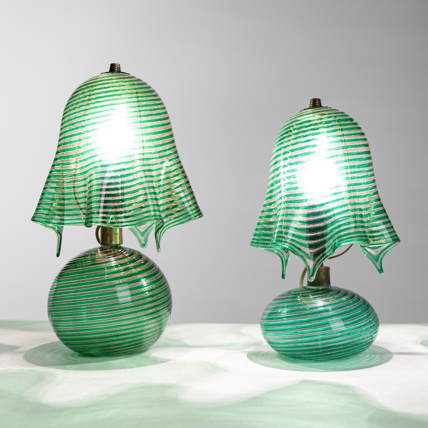 1940s Glass & Metal Table Lamp Attributed to Aureliano Toso 5